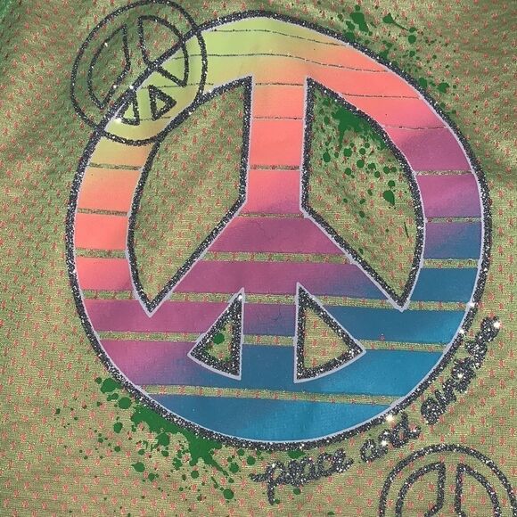 Girls Neon Green Mesh Tank Top over Neon Pink - L - Picture 2 of 3